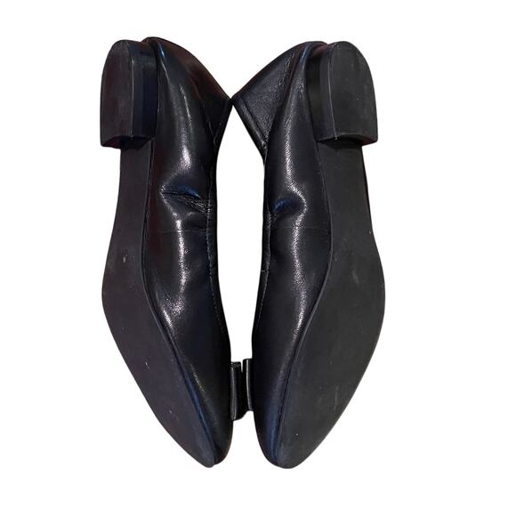 Kate Spade Maline Black Bow Leather Ballet Flats, Gold Spade Detail, Size 6.5M - Picture 5 of 8